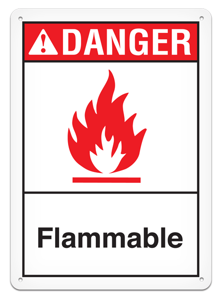 DANGER FLAMMABLE ANSI style Safety Sign (10in x 14in)