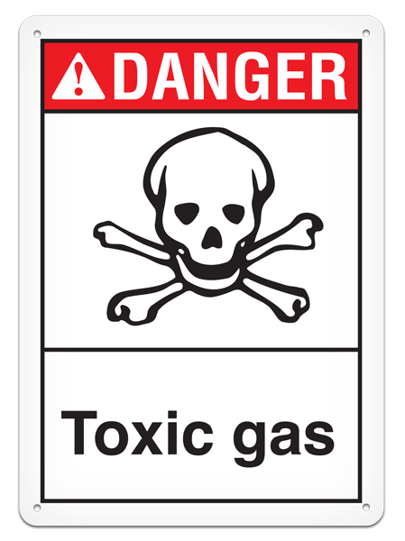 DANGER TOXIC GAS ANSI style Safety Sign (10in x 14in)