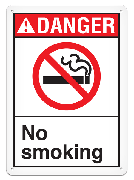 DANGER NO SMOKING ANSI style Safety Sign (10in x 14in)