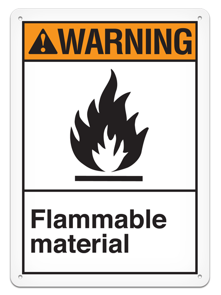 WARNING FLAMMABLE MATERIAL ANSI style Safety Sign (10in x 14in)
