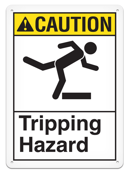 CAUTION TRIPPING HAZARD ANSI style Safety Sign (10in x 14in)