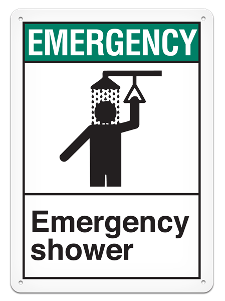 EMERGENCY SHOWER ANSI style Safety Sign (10in x 14in)