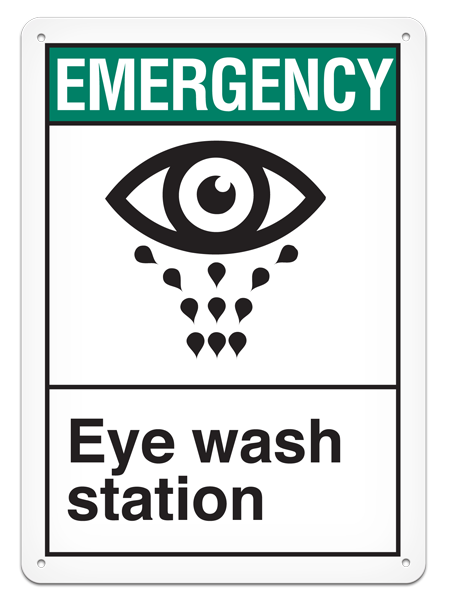 EMERGENCY EYE WASH STATION ANSI style Safety Sign (10in x 14in)