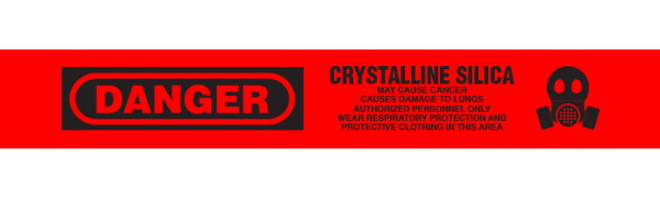 BT10202 Red/Black DANGER CRYSTALLINE SILICA Barricade Message Safety Tape (3 in x 1,000 ft) 12 /case