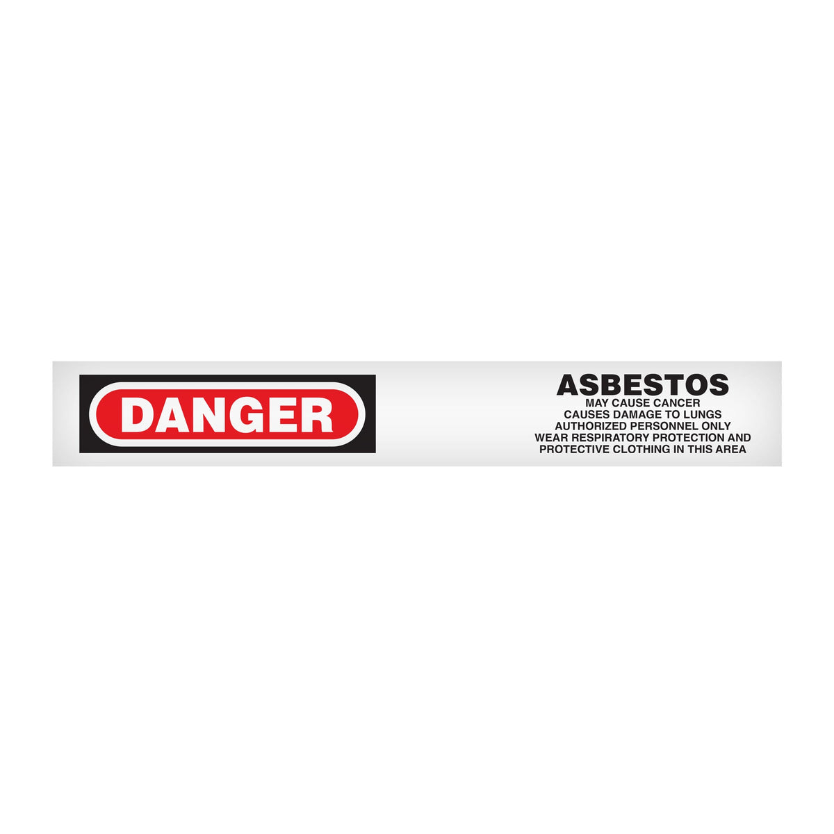 BT10208 Red/Black/White DANGER ASBESTOS MAY CAUSE CANCER CAUSES DAMAGE TO LUNGS AUTHORIZED PERSONNEL ONLY WEAR RESPIRATORY PROTECTION AND PROTECTIVE CLOTHING IN THIS AREA Barricade Message Safety Tape (3 in x 1,000 ft) 12 /case - Price per Roll