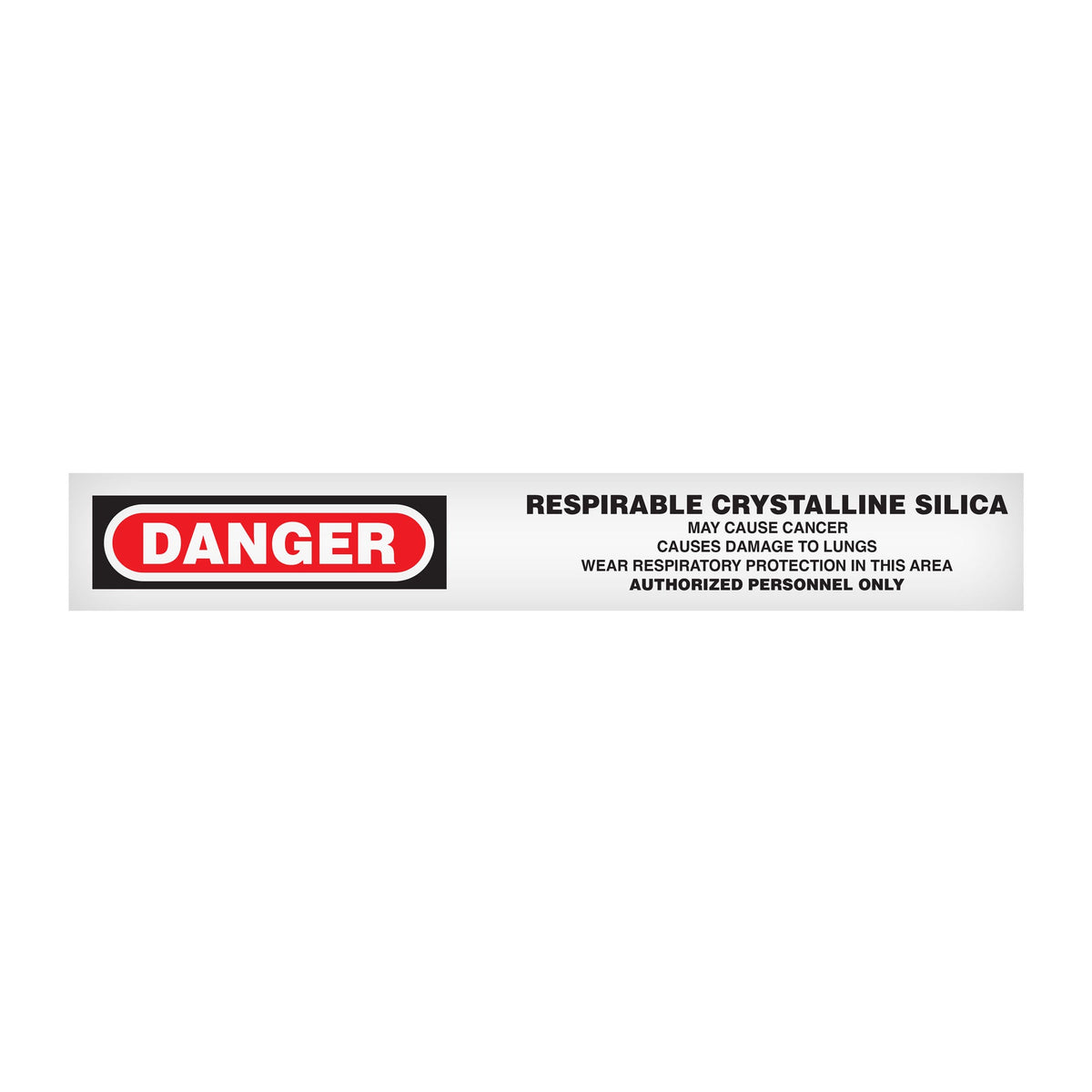 BT10209 Red/Black/White DANGER RESPIRABLE CRYSTALLINE SILICA MAY CAUSE CANCER CAUSES DAMAGE TO LUNGS  WEAR RESPIRATORY PROTECTION IN THIS AREA AUTHORIZED PERSONNEL ONLY Barricade Message Safety Tape (3 in x 1,000 ft) 12 /case - Price per Roll