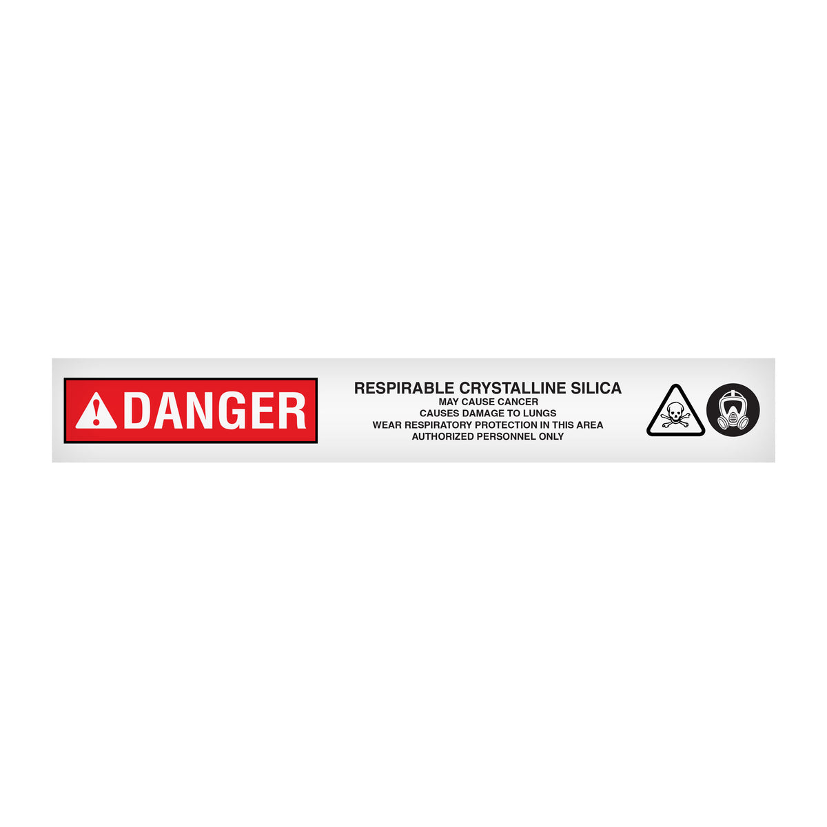 BT10211 Red/Black/Yellow//White DANGER RESPIRABLE CRYSTALLINE SILICA MAY CAUSE CANCER CAUSES DAMAGE TO LUNGS  WEAR RESPIRATORY PROTECTION IN THIS AREA AUTHORIZED PERSONNEL ONLY Barricade Message Safety Tape (3 in x 1,000 ft) 12 /case