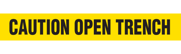 BT1028 Yellow/Black CAUTION OPEN TRENCH Barricade Message Safety Tape (3 in x 1,000 ft) 12 /case