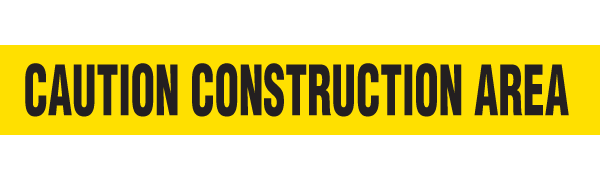 BT1037 Yellow/Black CAUTION CONSTRUCTION AREA Barricade Message Safety Tape (3 in x 1,000 ft) 12 /case