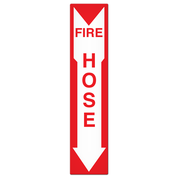 FIRE HOSE with Arrow PrimeGuard® Fire Safety Equipment  Safety Sign (4 in x 18 in)