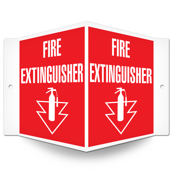 DFS111P 5 in x 6 in Tent Style FIRE EXTINGUISHER PrimeGuard® Fire Safety Equipment Projected Safety Sign 