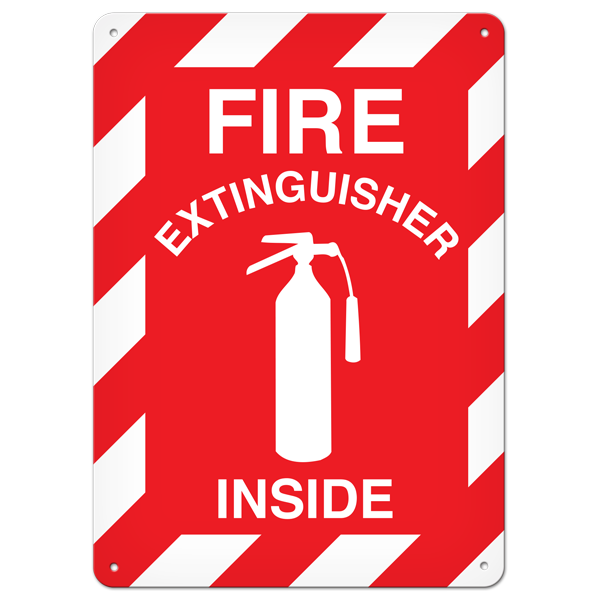 FIRE EXTINGUISHER INSIDE with Arrow PrimeGuard® Fire Safety Equipment  Safety Sign (10 in X 14 in)