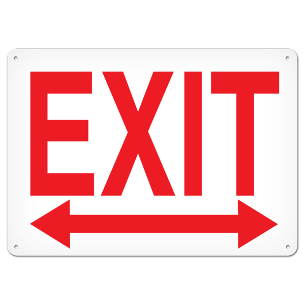 EXIT with RIGHT and LEFT ARROW PrimeGuard® Egress Marking Safety Sign (10 in X 14 in) 