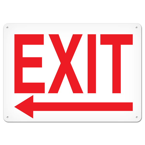 EXIT with LEFT ARROW PrimeGuard® Egress Marking Safety Sign (10 in X 14 in) 