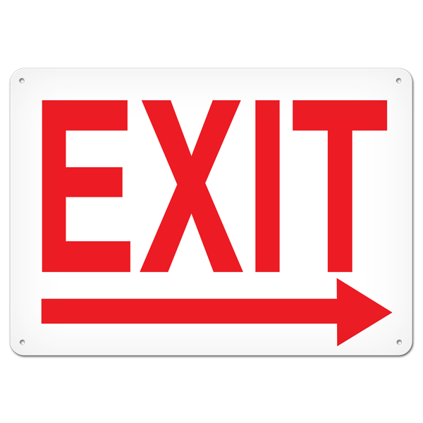EXIT with RIGHT ARROW PrimeGuard® Egress Marking Safety Sign (10 in X 14 in) 