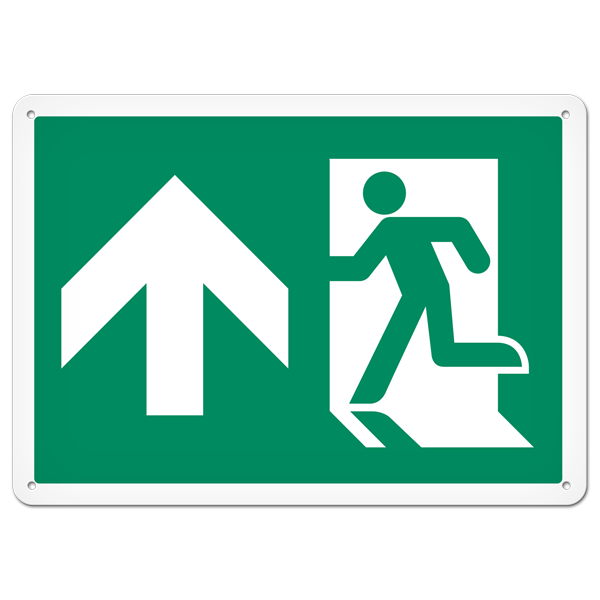 RUNNING MAN with UP ARROW PrimeGuard®  Egress Marking Safety Sign (10 in X 14 in) 