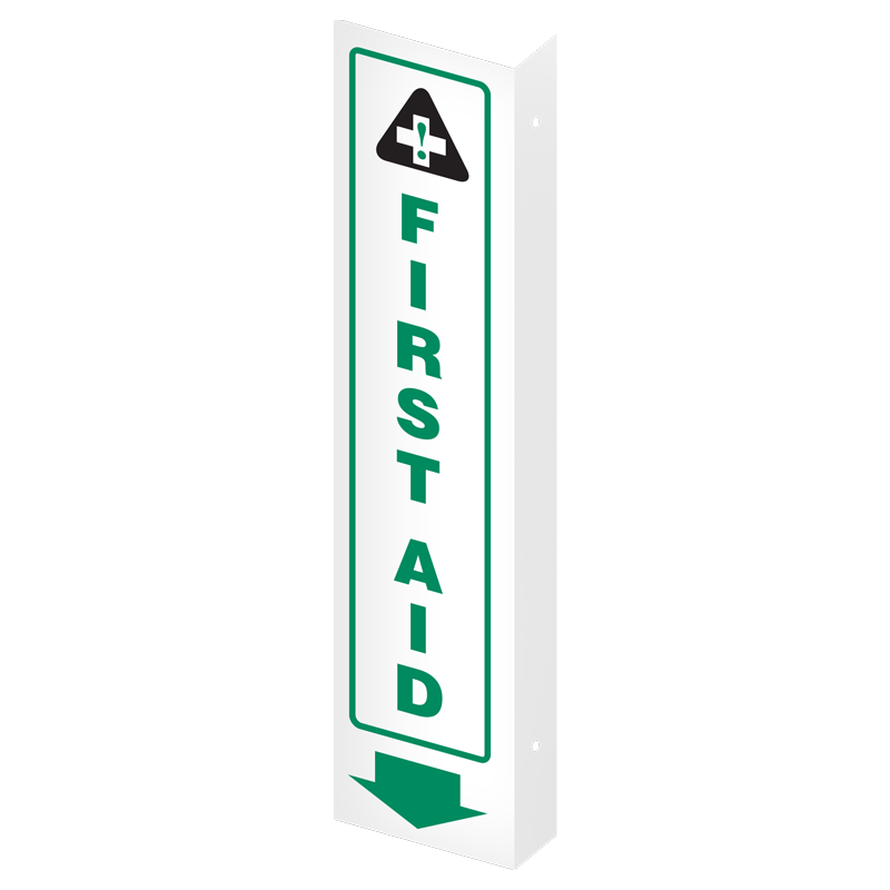 DFS136P 4 in x 18 in FIRST AID PrimeGuard® First Aid Equipmen Projected Safety Sign 