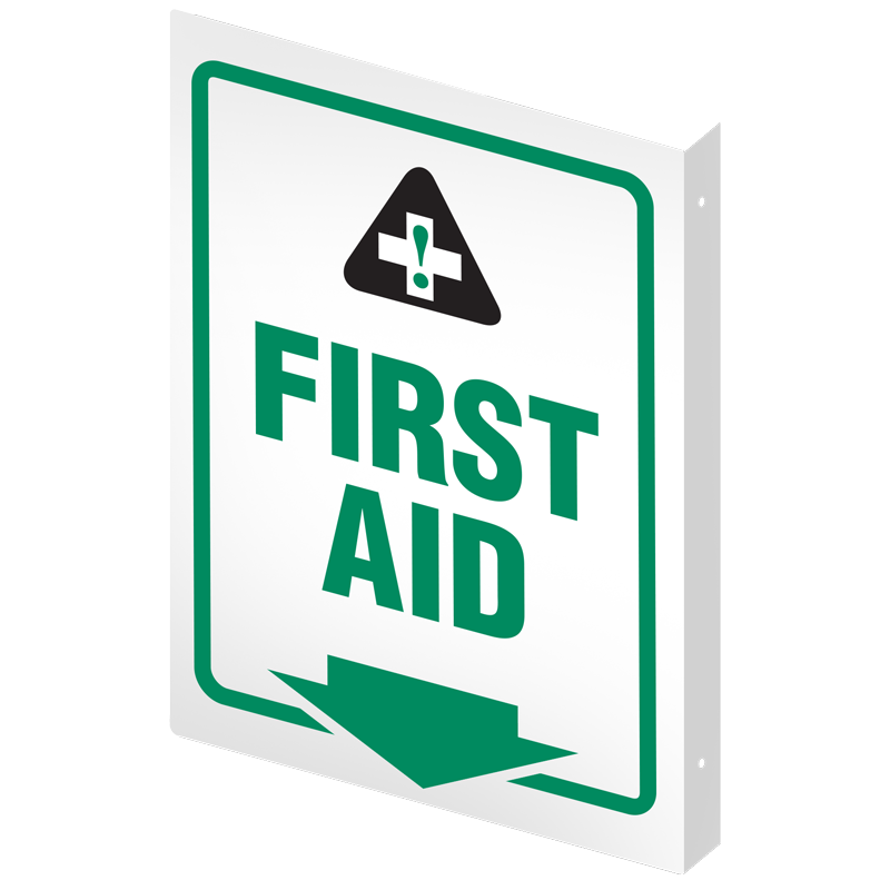DFS139P 10 in x 14 in FIRST AID PrimeGuard® First Aid Equipmen Projected Safety Sign 