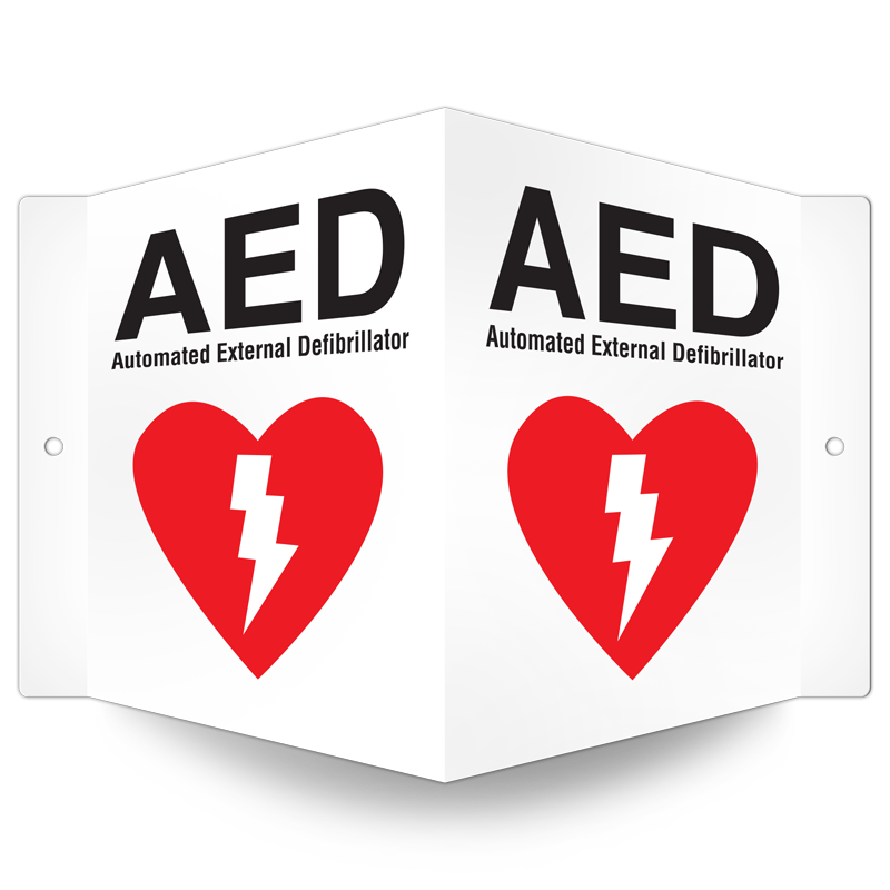 DFS141P 5 in x 6 in Tent Style AED PrimeGuard® First Aid Equipmen Projected Safety Sign 