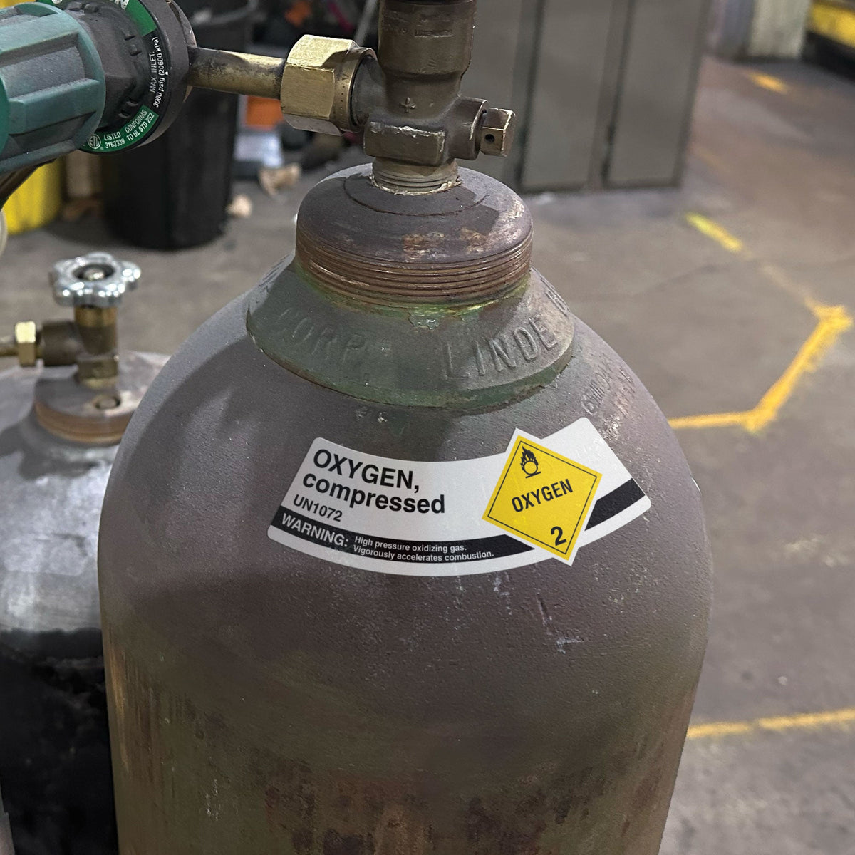 Hazmat Hazardous Material DOT Worded Shipping Labels (2" x 5.25") 500 /roll applied to the collar of gas cylinder
