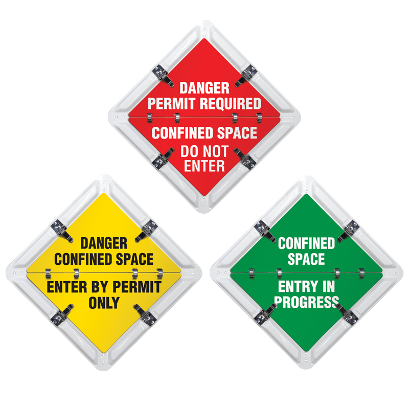 FC1004WH Ident-O-Flip™ 3 Page CONFINED SPACE STATUS Informational Flip Signs