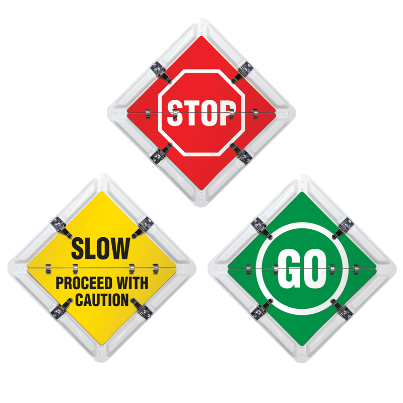 FC1005WH Ident-O-Flip™ 3 Page STOP-SLOW-GO STATUS Informational Flip Signs