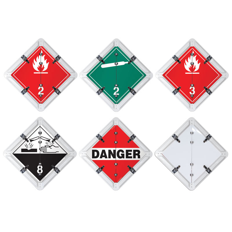 FC5010WH 5 Page TDG Canadian Ident-O-Flip™ Class 2.1 Class 2.2 Class 3 Class 8 DANGER Legend Flip Placard System