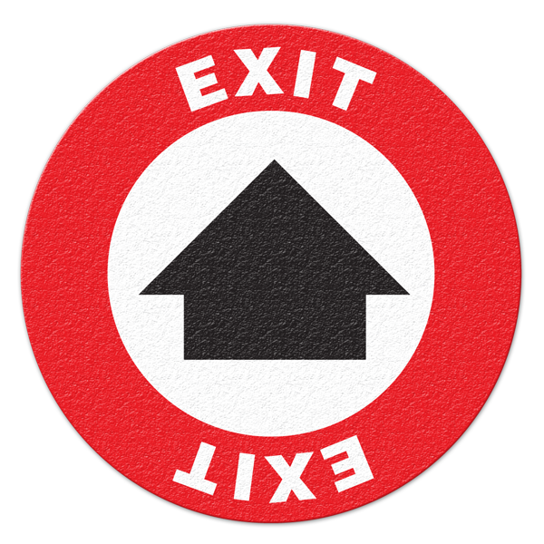 FS1006V EXIT (Red Border and Arrow) Textured Anti-Slip Grip Adhesive F