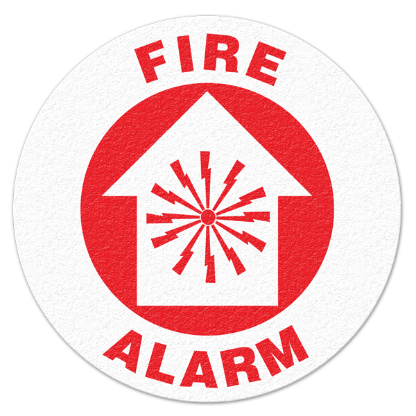 FS1009V FIRE ALARM Textured Anti-Slip Grip Adhesive Floor Sign (17 in dia. circle)