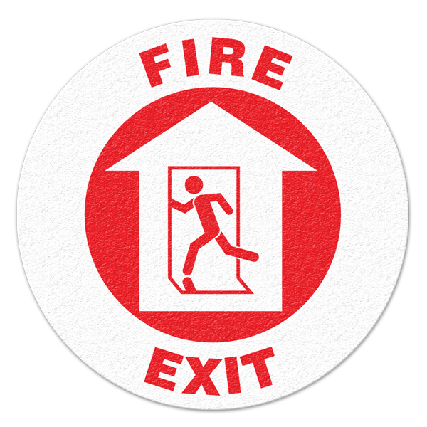 FS1010V FIRE EXIT Textured Anti-Slip Grip Adhesive Floor Sign (17 in dia. circle)