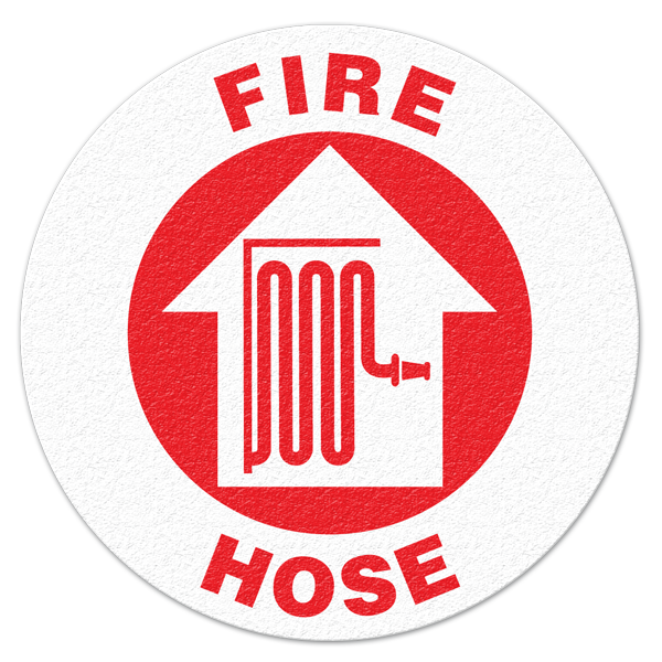 FS1012V FIRE HOSE Textured Anti-Slip Grip Adhesive Floor Sign (17 in dia. circle)