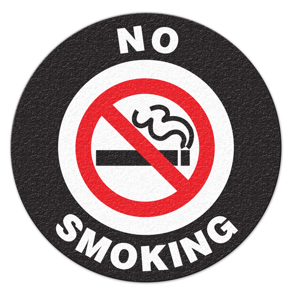 FS1021V NO SMOKING Textured Anti-Slip Grip Adhesive Floor Sign (17 in dia. circle)