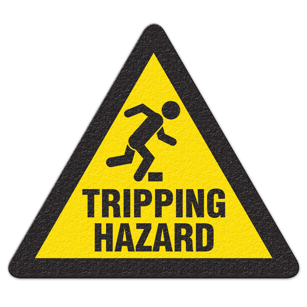 FS1036V TRIPPING HAZARD Textured Anti-Slip Grip Adhesive Floor Sign (17 in Triangle)