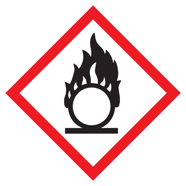 GHS1208 Flame over Circle Small HAZMAT WHMIS GHS Hazard Class Pictogram symbol Adhesive Labels on a Pad 1 inch