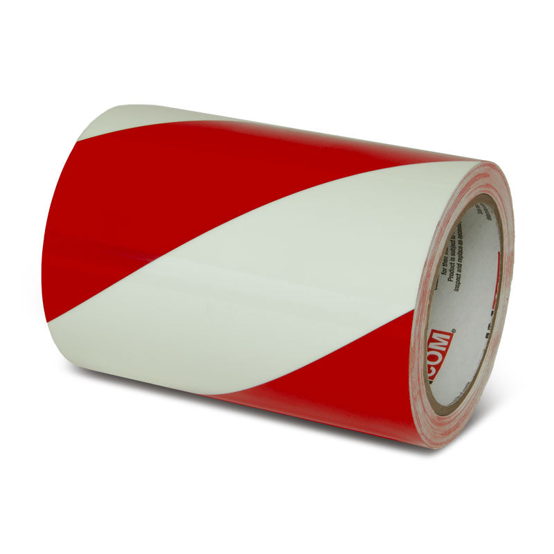 GT630RD Glow/Red Stripe Glow-in-the-Dark Phololuminescent Adhesive Safety Tape (6 in x 30 ft)