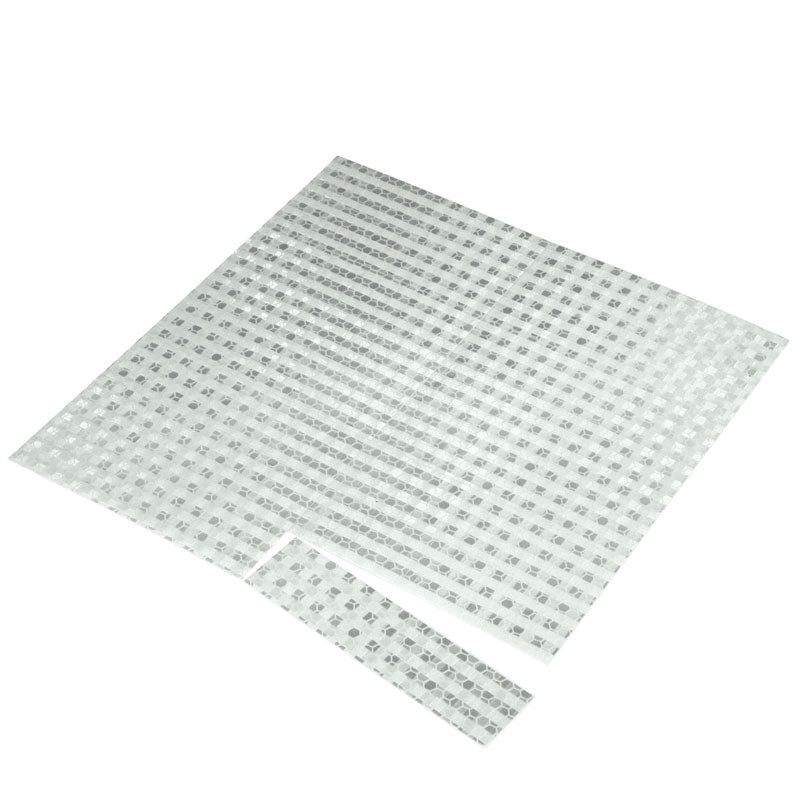 HHD920WH White Prismatic Engineer Grade Hard Hat Adhesive Reflector Decals (16 /pkg) 1 in x 4 in applied to a yellow hardhat