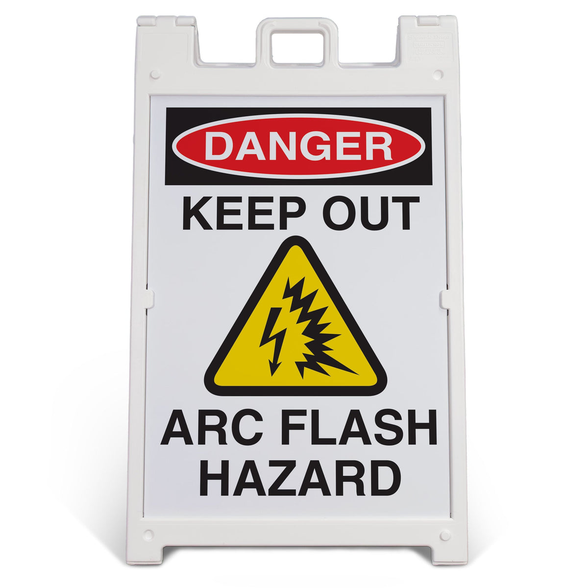 HV1004 DANGER KEEP OUT ARC FLASH HAZARD LARGE FORMAT A-FRAME SAFETY SIGNS PRINTED BOTH SIDES