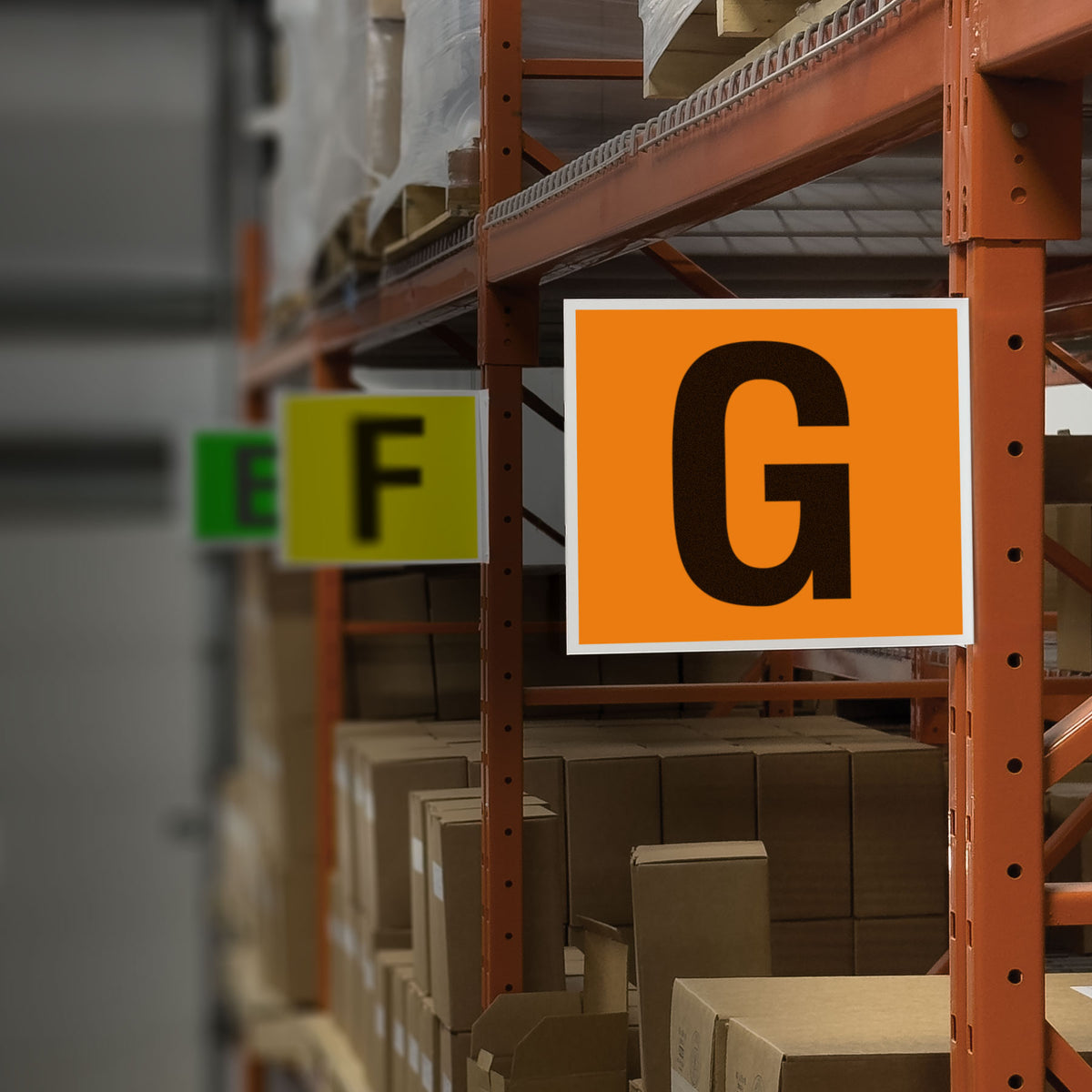 Heavy Duty Warehouse Aisle Location Signs (12 in x 10 in) Consecutively Lettered (10 /pkg)