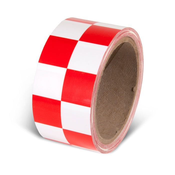 LCB211 Red/White Laminated Adhesive Checkerboard Pattern Marking Tape (54 ft)