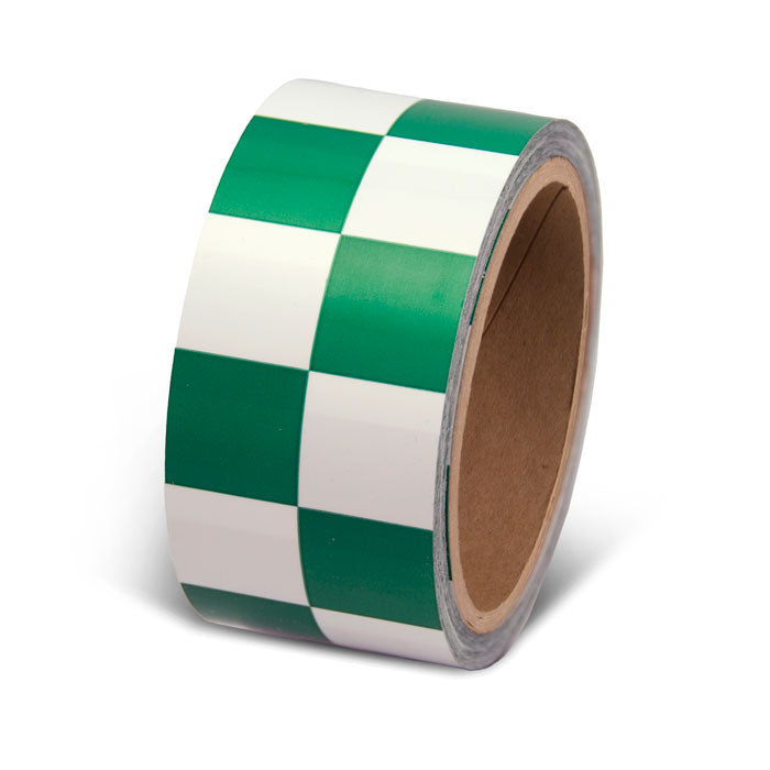 LCB213 Green/White Laminated Adhesive Checkerboard Pattern Marking Tape (54 ft)
