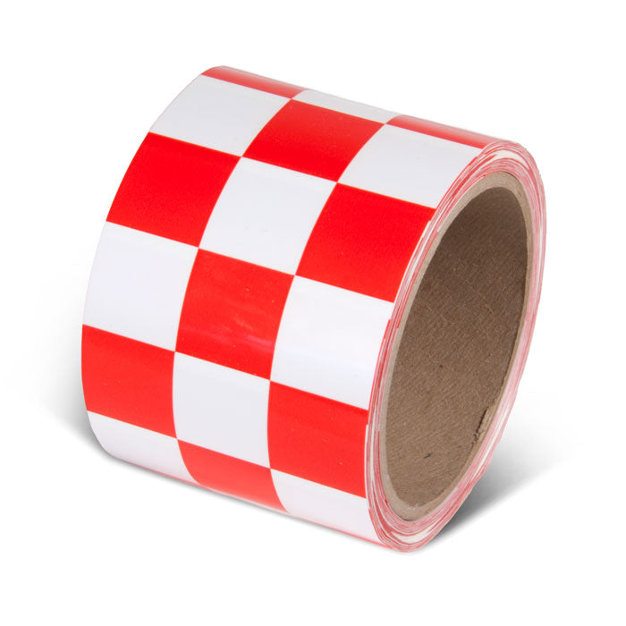 LCB311 Red/White Laminated Adhesive Checkerboard Pattern Marking Tape (54 ft)