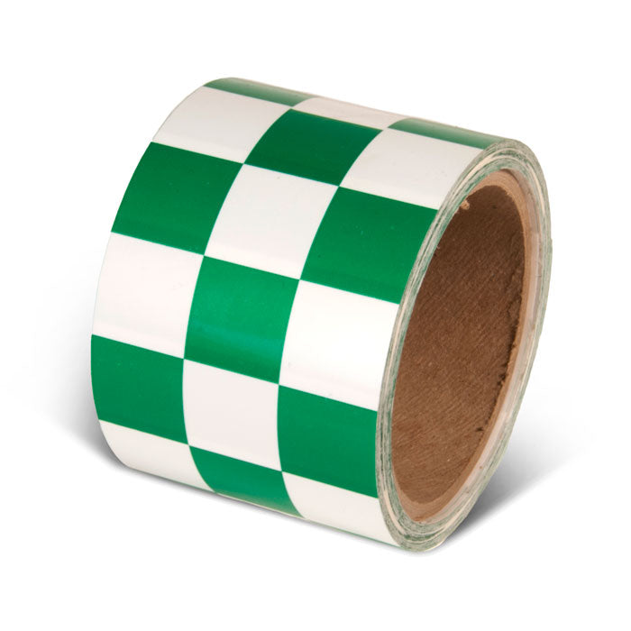 LCB313 Green/White Laminated Adhesive Checkerboard Pattern Marking Tape (54 ft)