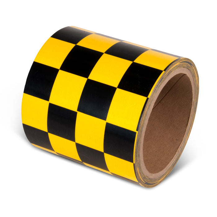 LCB410 Yellow/Black Laminated Adhesive Checkerboard Pattern Marking Tape (54 ft)