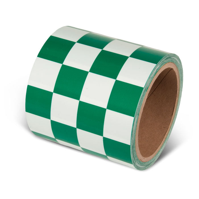 LCB413 Green/White Laminated Adhesive Checkerboard Pattern Marking Tape (54 ft)