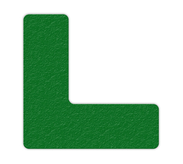Green  "L" Shape 5S/Lean Textured Anti-Slip Grip Adhesive Warehouse Floor and Position Markers (25 /pkg)