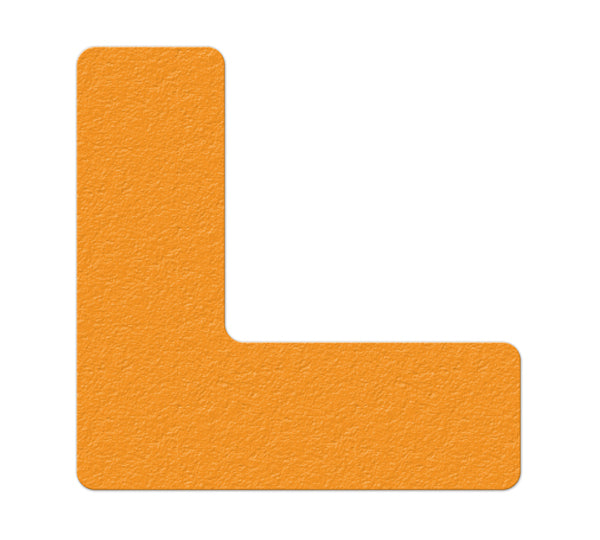 Orange  "L" Shape 5S/Lean Textured Anti-Slip Grip Adhesive Warehouse Floor and Position Markers (25 /pkg)