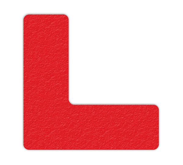 Red  "L" Shape 5S/Lean Textured Anti-Slip Grip Adhesive Warehouse Floor and Position Markers (25 /pkg)