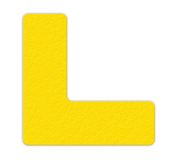 Yellow  "L" Shape 5S/Lean Textured Anti-Slip Grip Adhesive Warehouse Floor and Position Markers (25 /pkg)