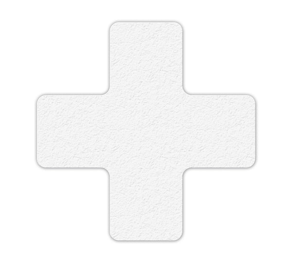 White  "+" Shape 5S/Lean Textured Anti-Slip Grip Adhesive Warehouse Floor and Position Markers (25 /pkg)
