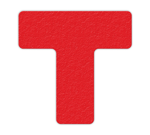 Red  "T" Shape 5S/Lean Textured Anti-Slip Grip Adhesive Warehouse Floor and Position Markers (25 /pkg)